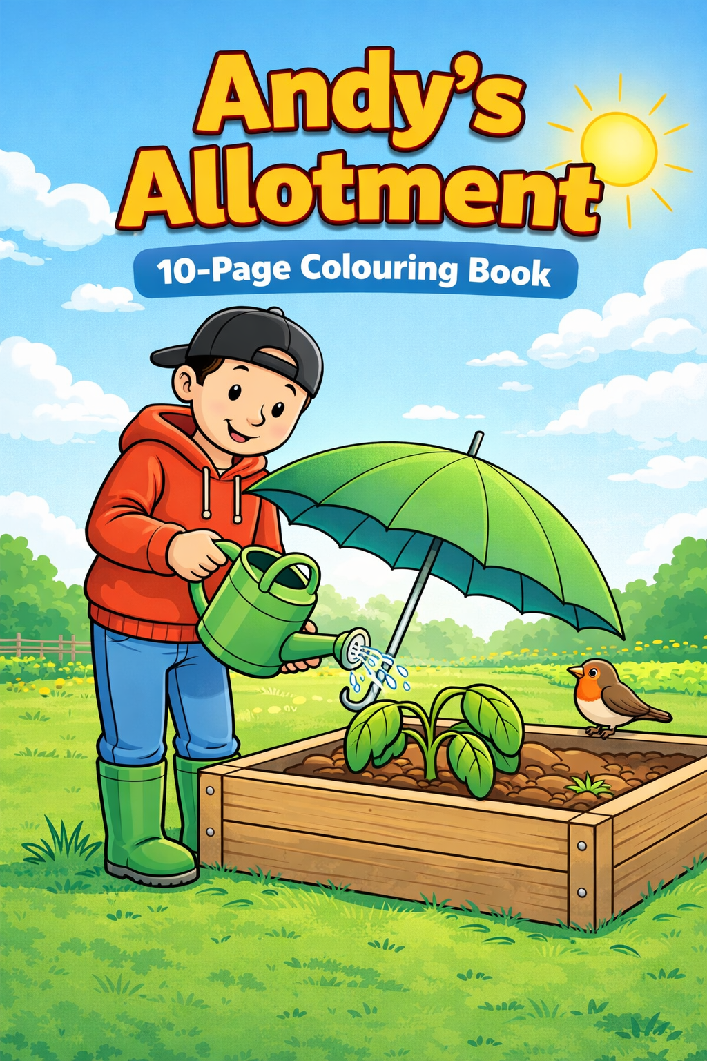 Andy’s Allotment – 10 Page Colouring Book (Printable PDF for Kids)