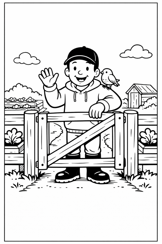 Andy’s Allotment – 10 Page Colouring Book (Printable PDF for Kids)