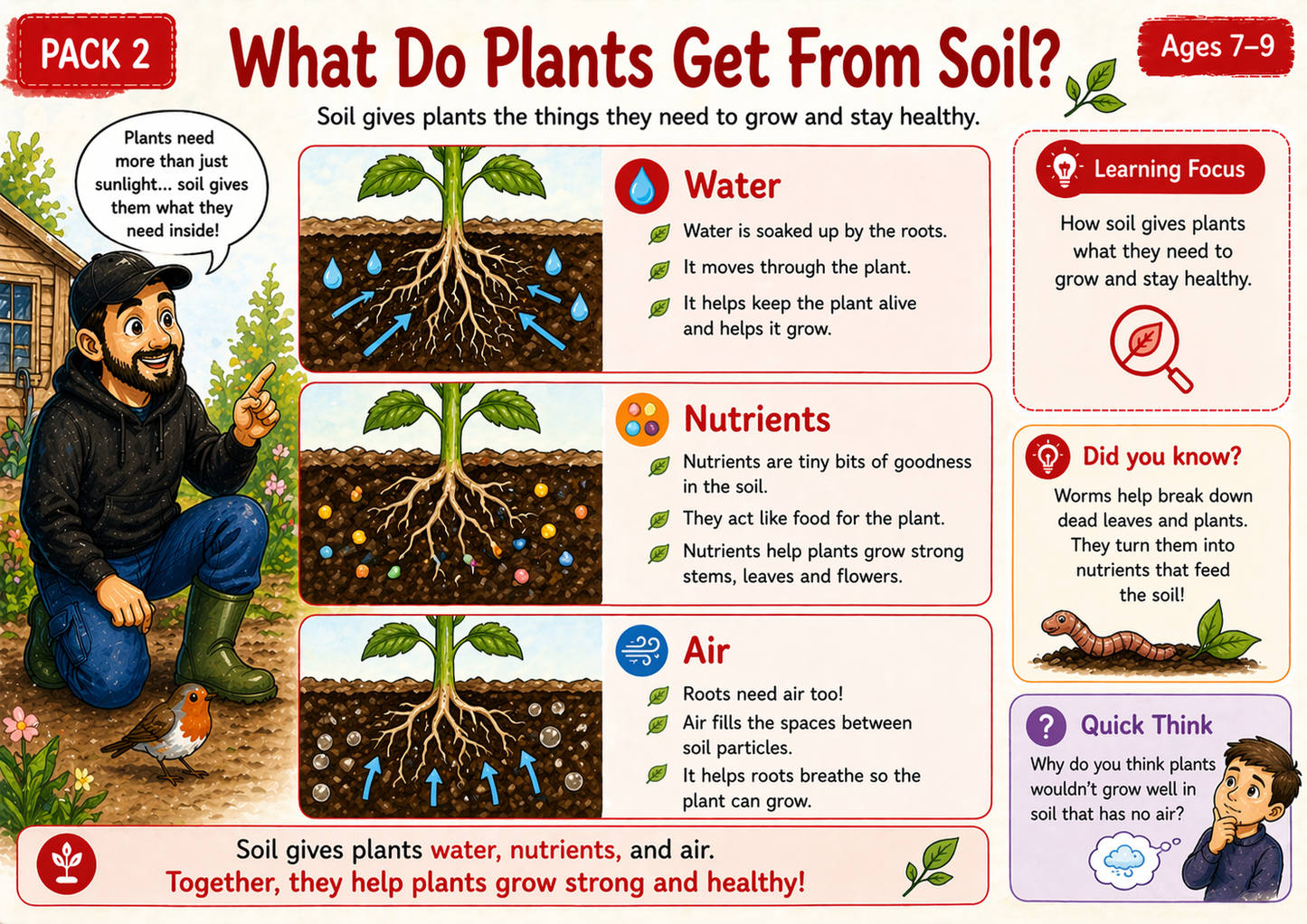 KS2 Plant Science & Gardening Pack (Years 3–4) ages 7-9. 5 structured lesson plans