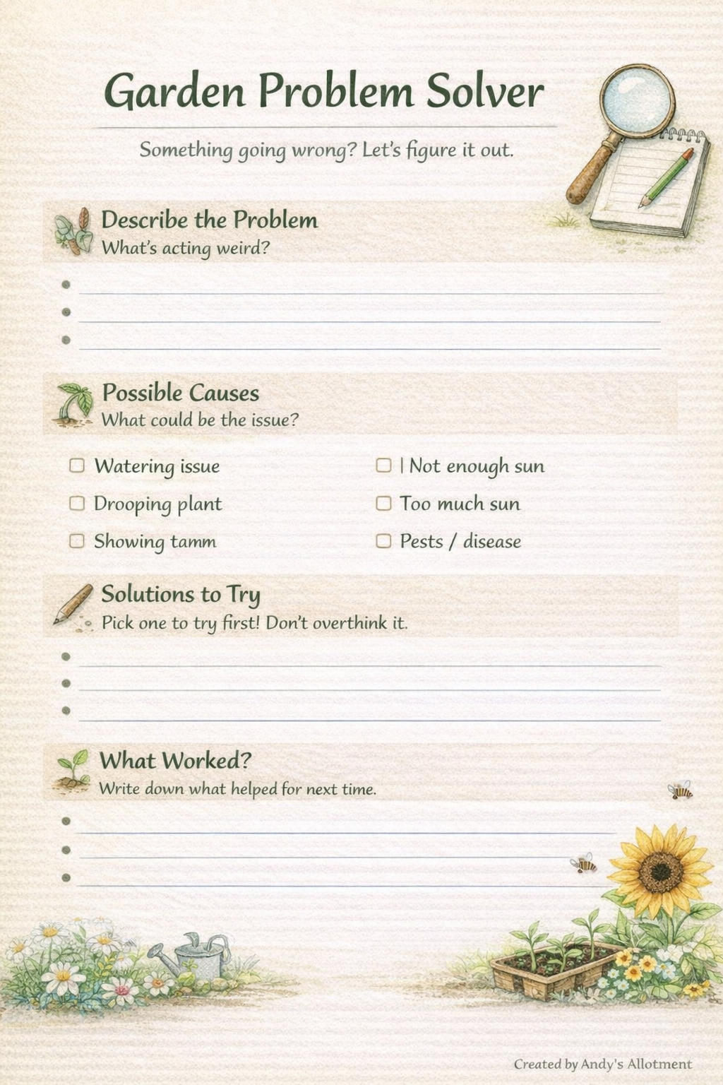 Andys Allotment 10 page ADHD friendly garden planner